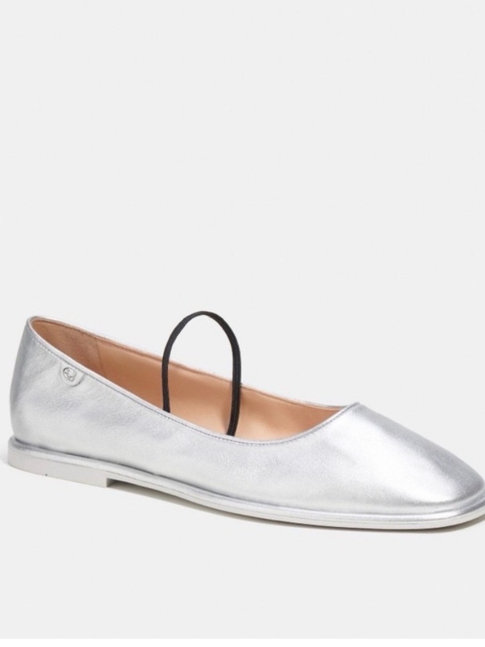 Coach Emilia Mary Jane Ballet Flat — Metallic Silver